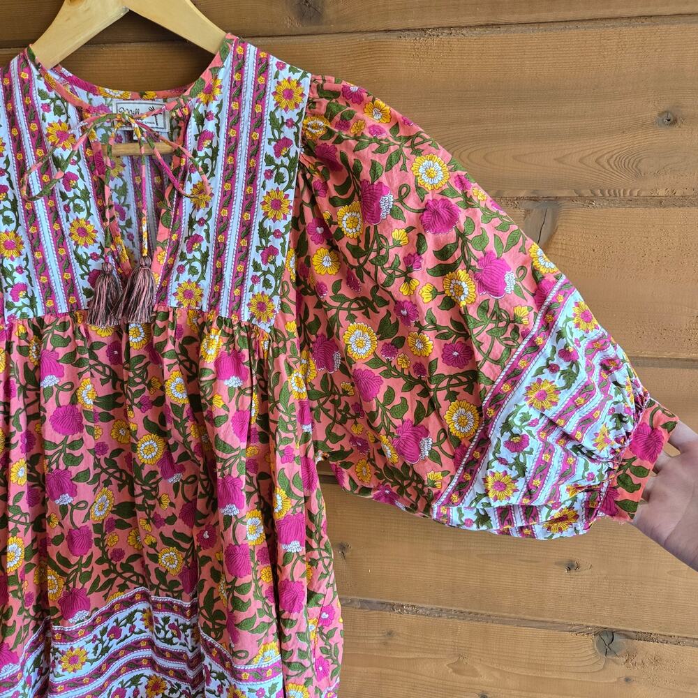Mille x Tuckernuck Top Thalia Passionfruit Billow Floral Boho Blouse Shirt XXS - Picture 5 of 6